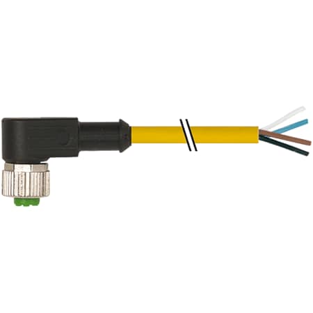 Murrelektronik M12 female 90 Degree with cable, PVC 4x0.34 ye UL/CSA 5m 7000-12341-0140500